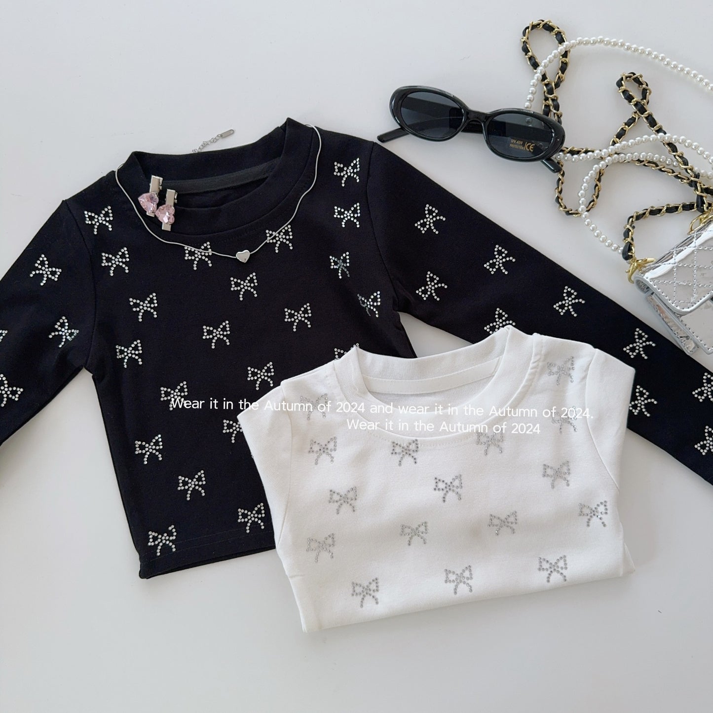 Blusa infantil para niña con lazos brillantes