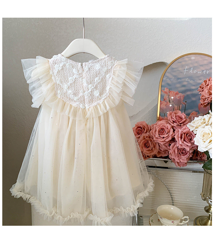 Vestido Infantil De Flores De Tul