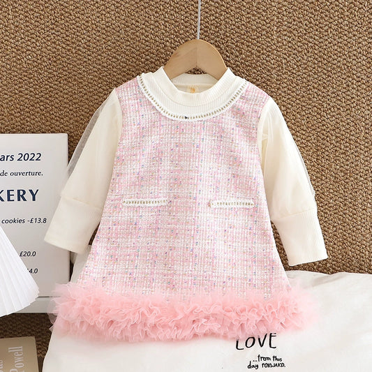 Vestido de tweed de invierno para niños