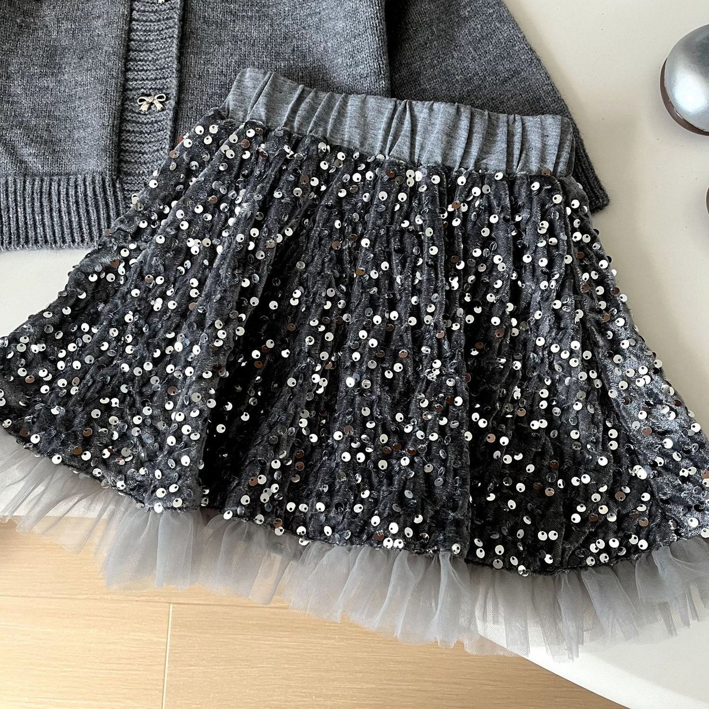 Conjunto Infantil de Mujer Con Lazos de Lentejuelas