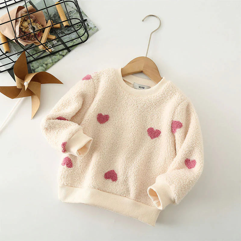 Blusa Infantil Invierno Peluche Cerezas/Corazones