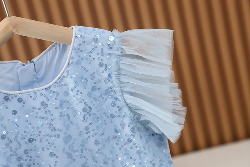 Vestido Infantil Azul Brillante