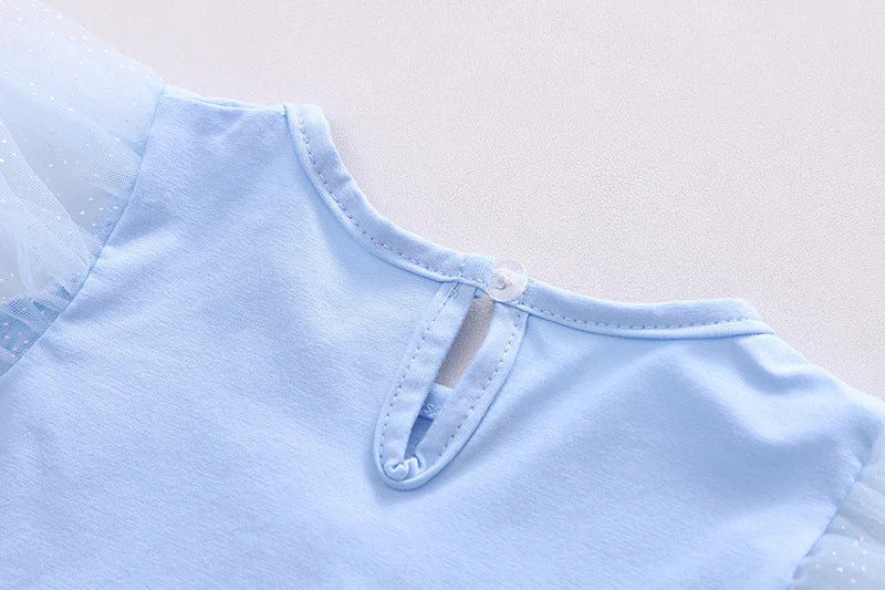 Vestido Infantil Princesa de Encaje Azul