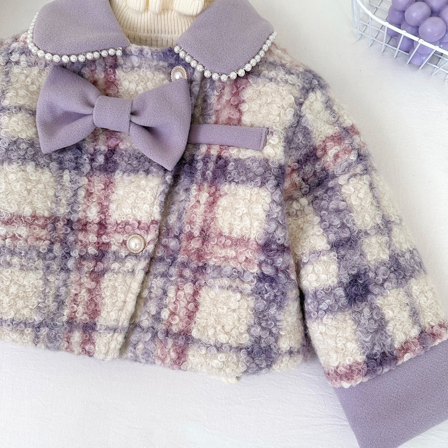 Conjunto de invierno para niña con perlas