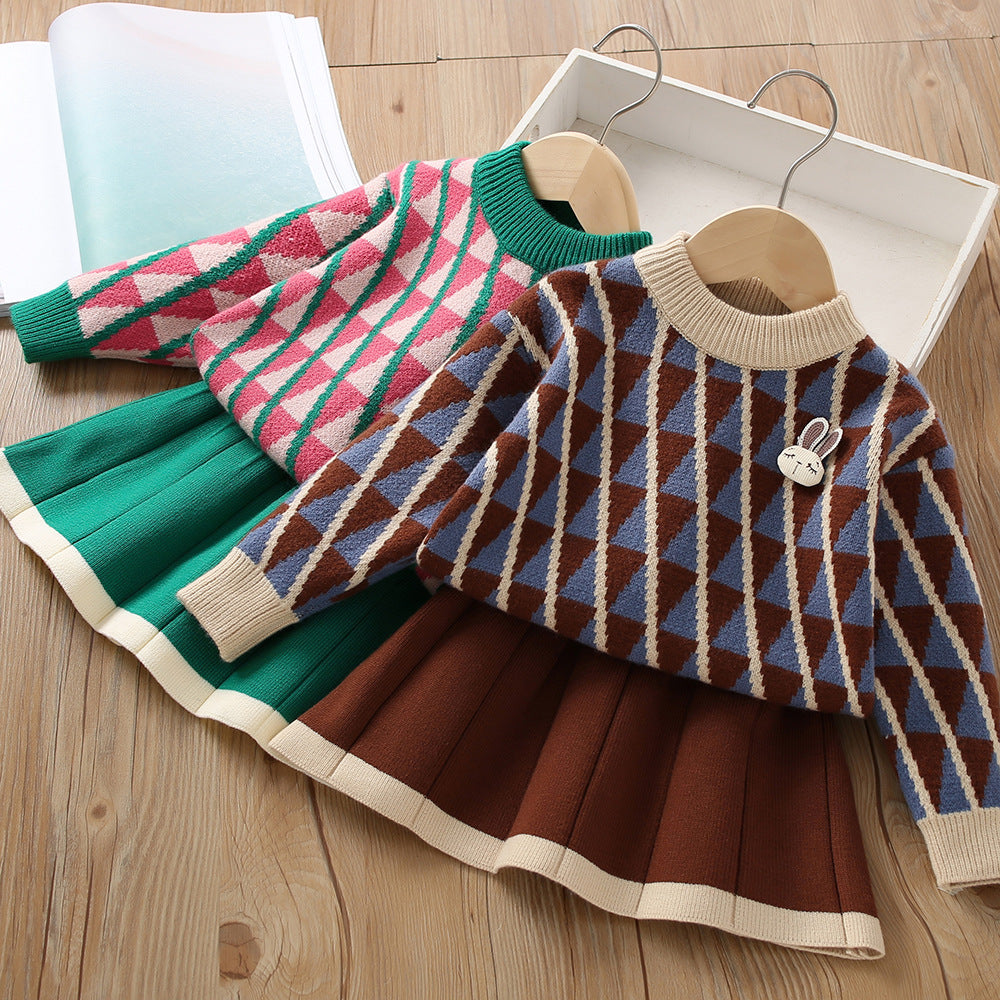 Conjunto de conejito de punto para mujer y niño.