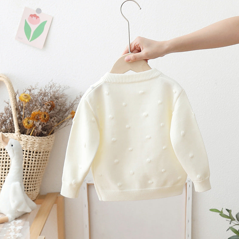 Cárdigan Infantil De Punto Flores