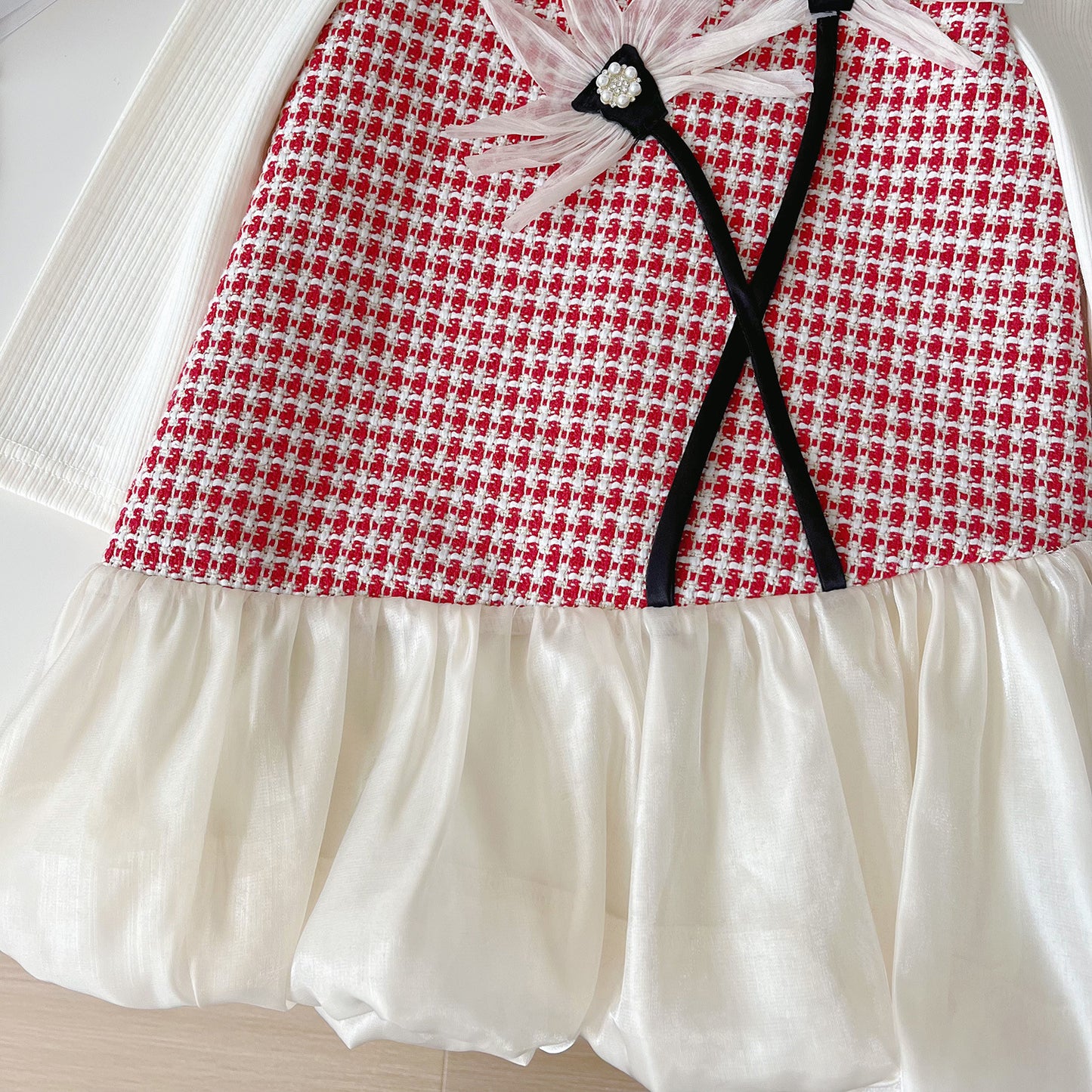 Conjunto Infantil Cuadros Flores + Blusa