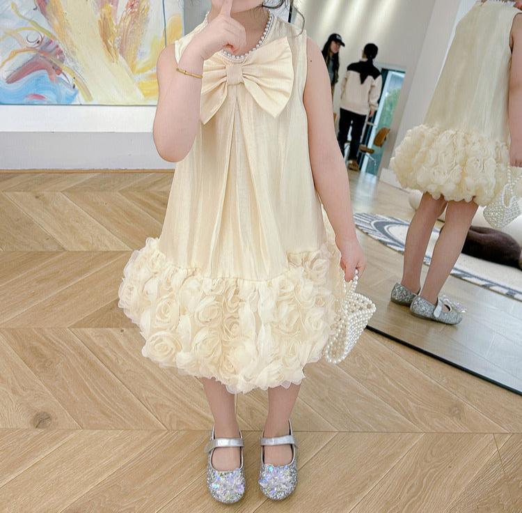Vestido Infantil Flores y Lazo