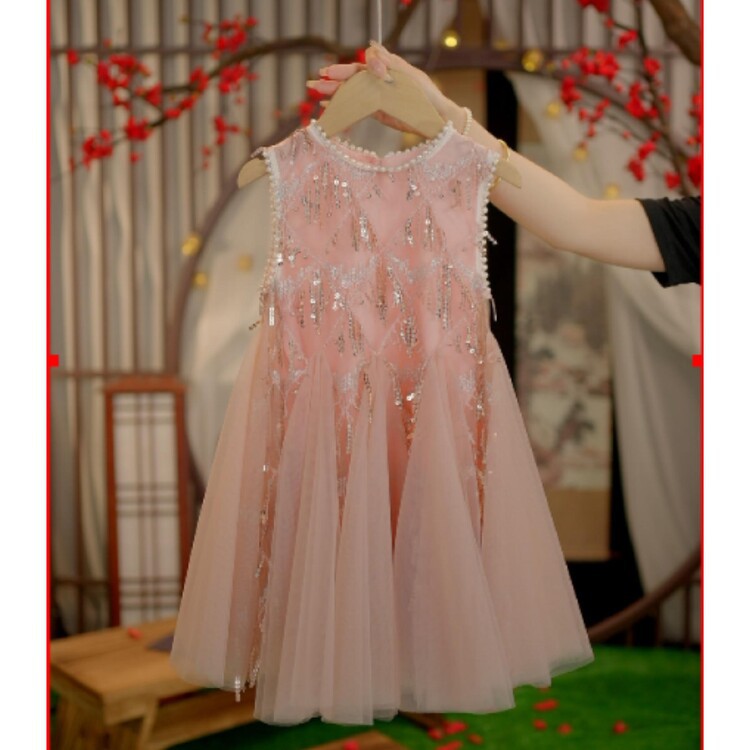 Vestido Infantil de Tul Brillante