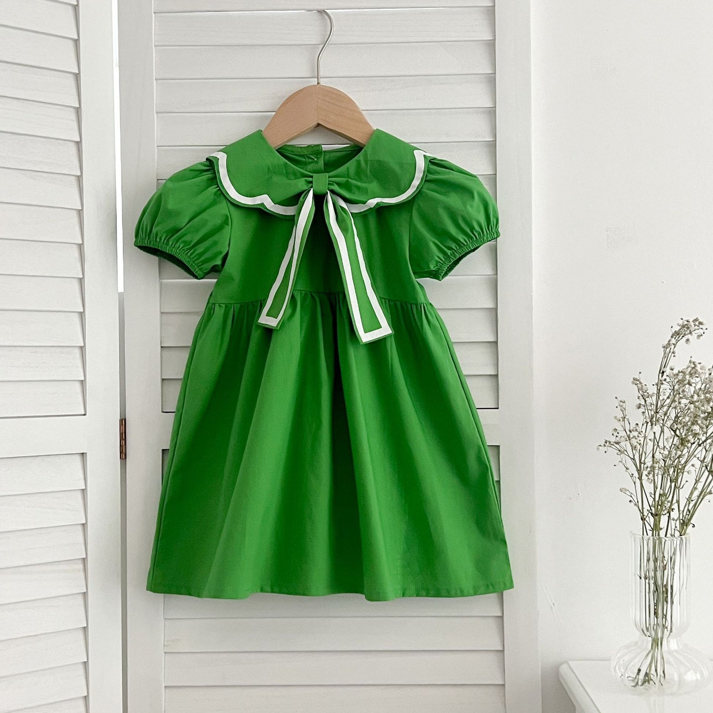Vestido Infantil de Encaje Verde
