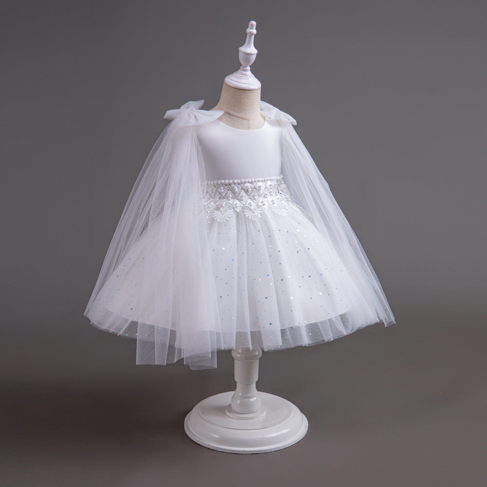 Vestido de Fiesta Infantil Tul Brillante Lazos