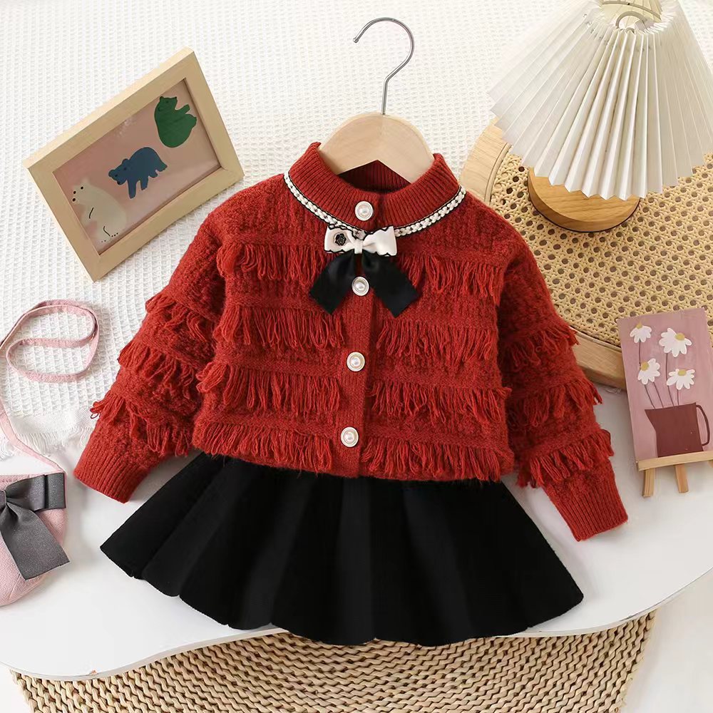 Conjunto de invierno infantil con lazo