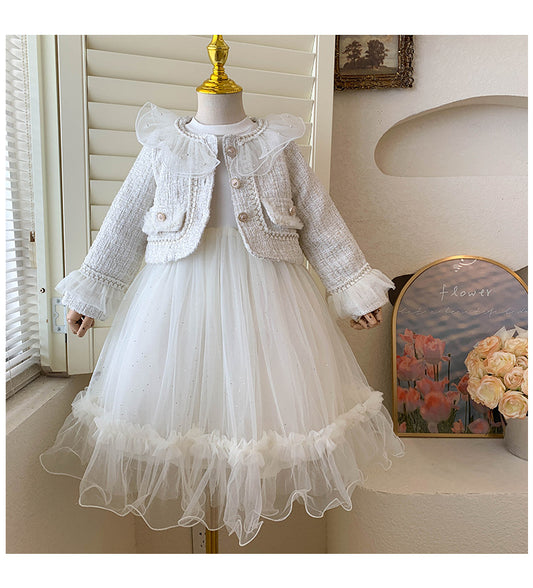 Conjunto Abrigo Tweed + Vestido Tul