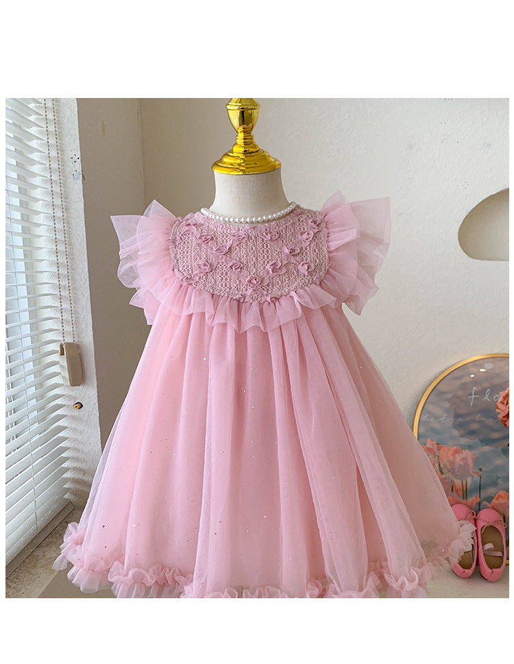 Vestido Infantil De Flores De Tul