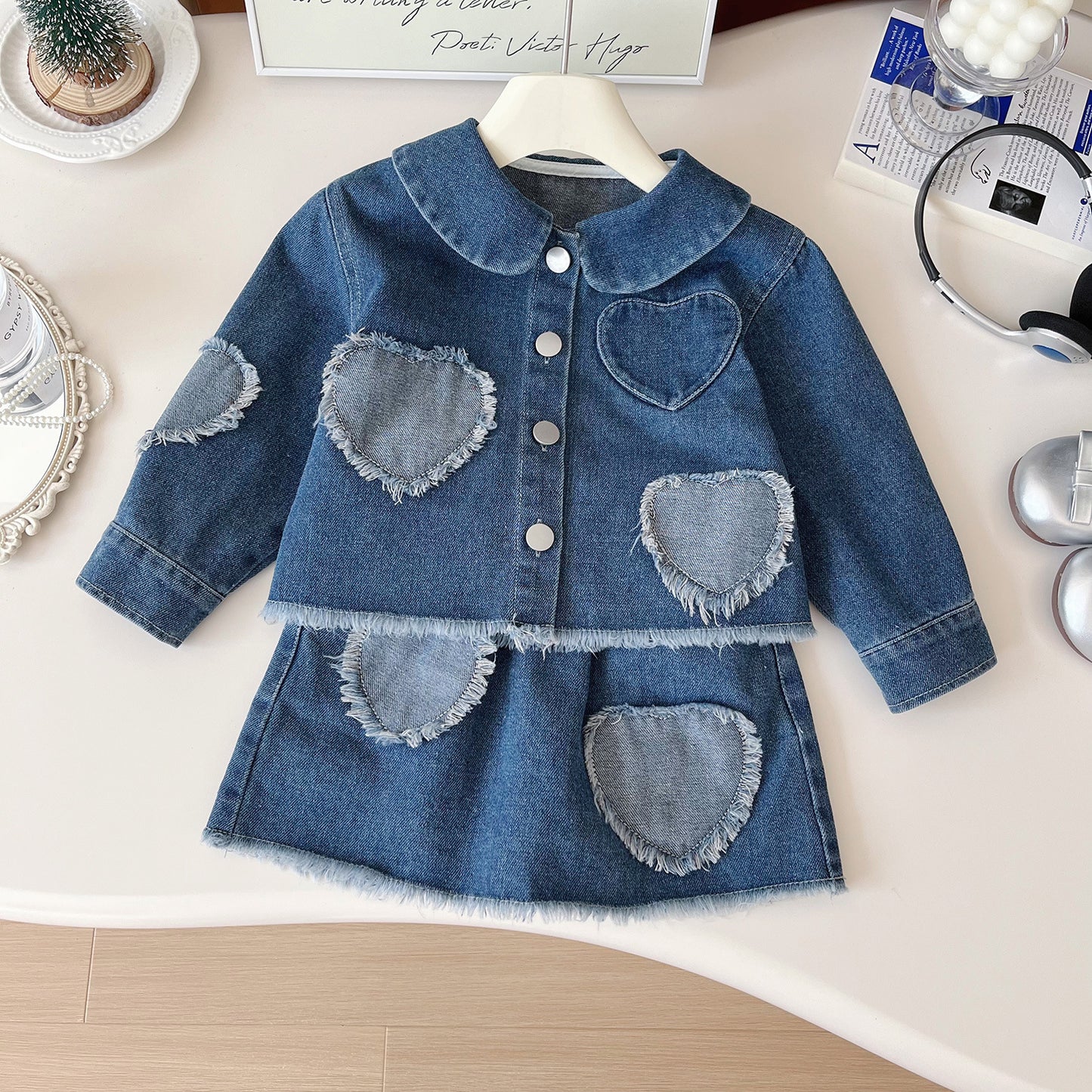 Conjunto Vaqueros Infantil Corazones