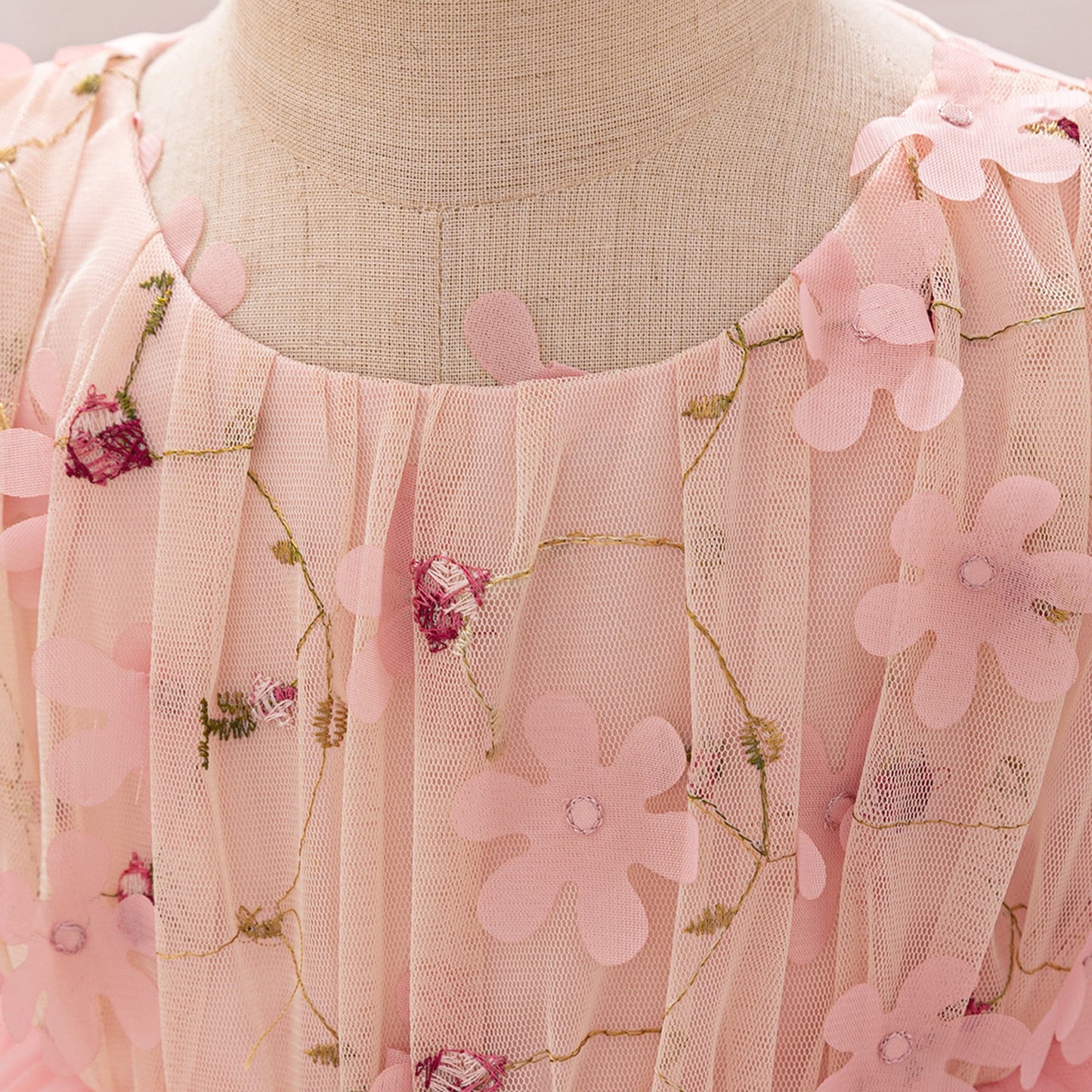 Vestido Infantil de Flores de Tul