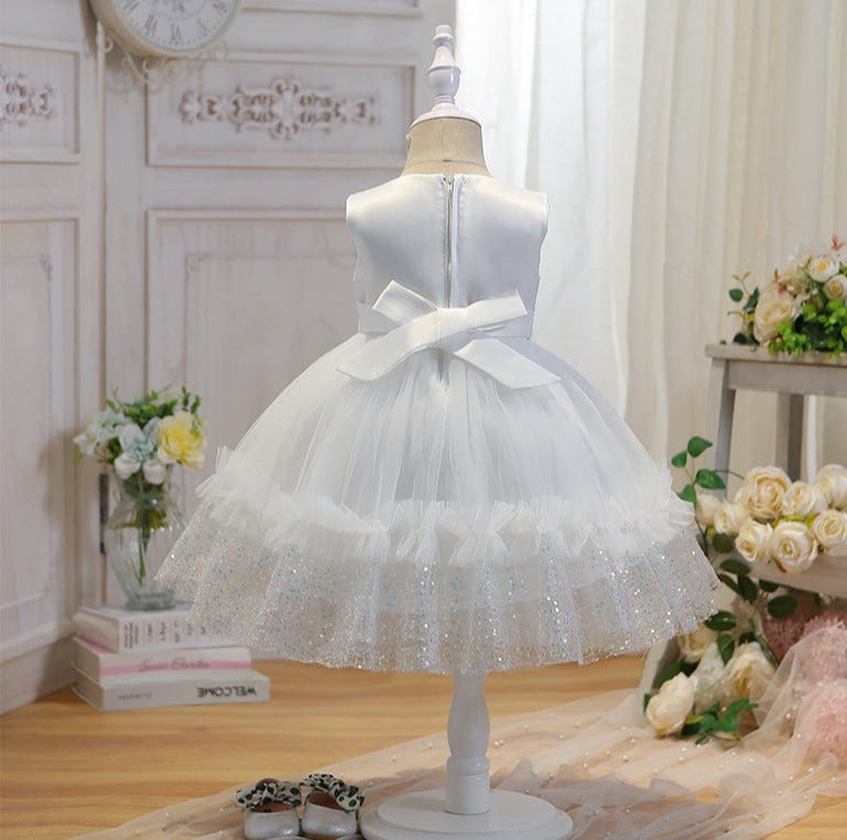 Vestido de Fiesta Infantil Tul Brillante Encaje