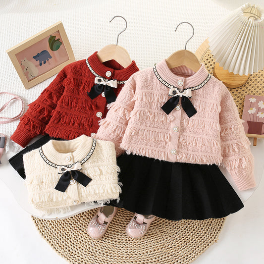 Conjunto de invierno infantil con lazo