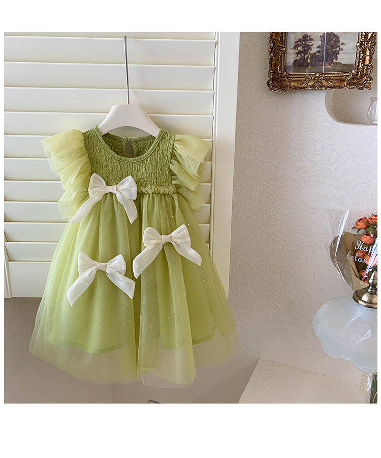 Vestido Infantil de Encaje Verde