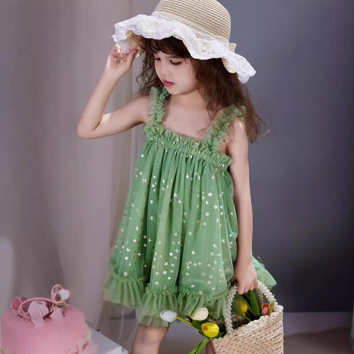 Vestido Infantil Tul Estrellas