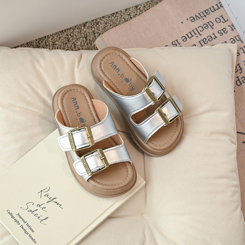 Sandalia Infantil Mujer con Doble Cinturón