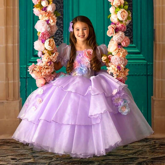 Vestido de fiesta infantil con flores