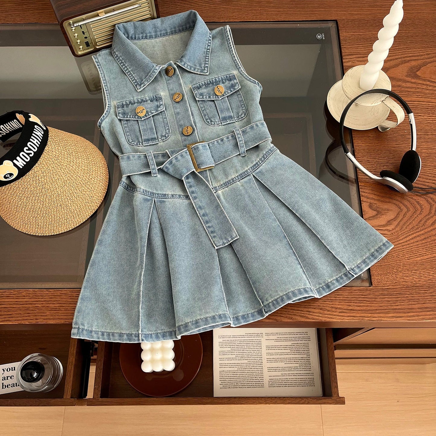 Vestido Jeans Con Botones para Niñas