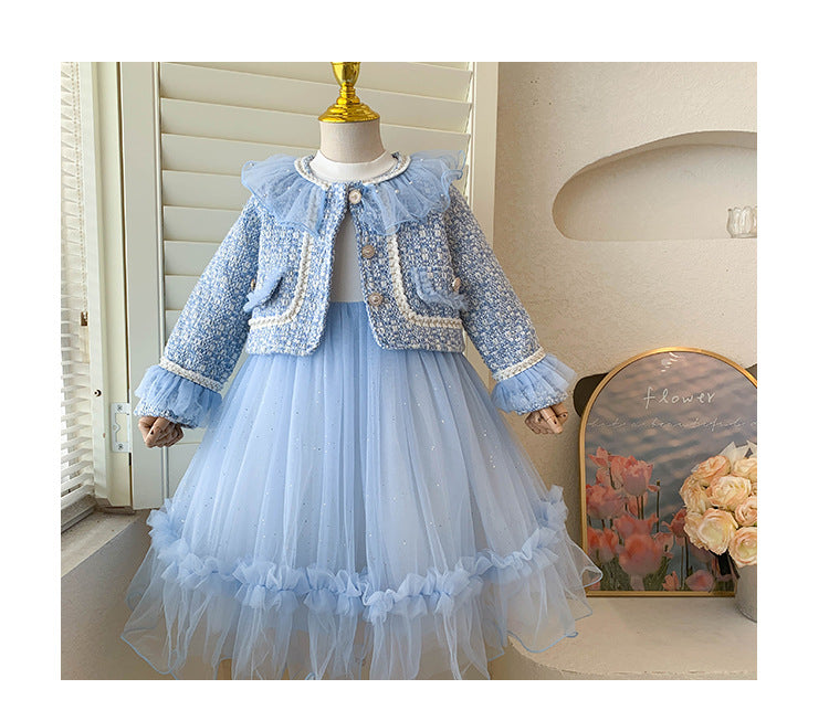 Conjunto Abrigo Tweed + Vestido Tul