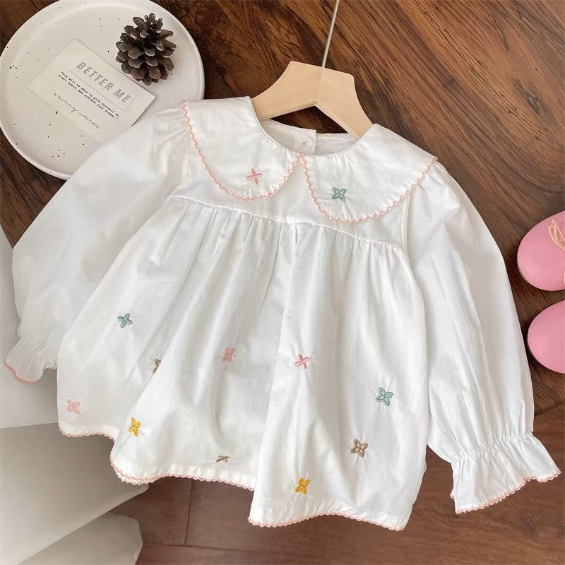 Camisa Infantil Niña Blanca Estrellas