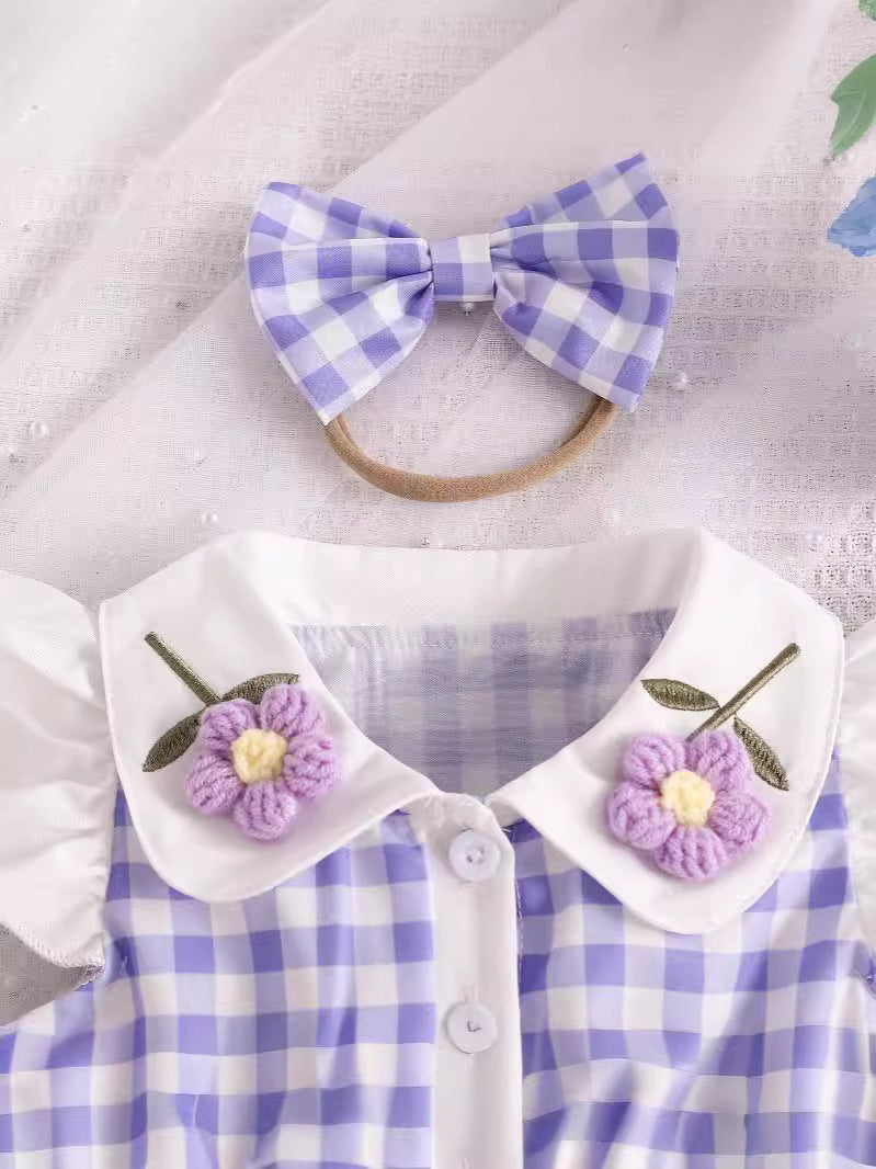 Vestido Infantil de Cuadros Florales