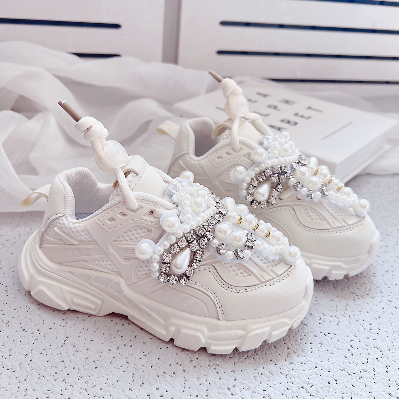 Zapatillas Infantiles Perlas Brillantes