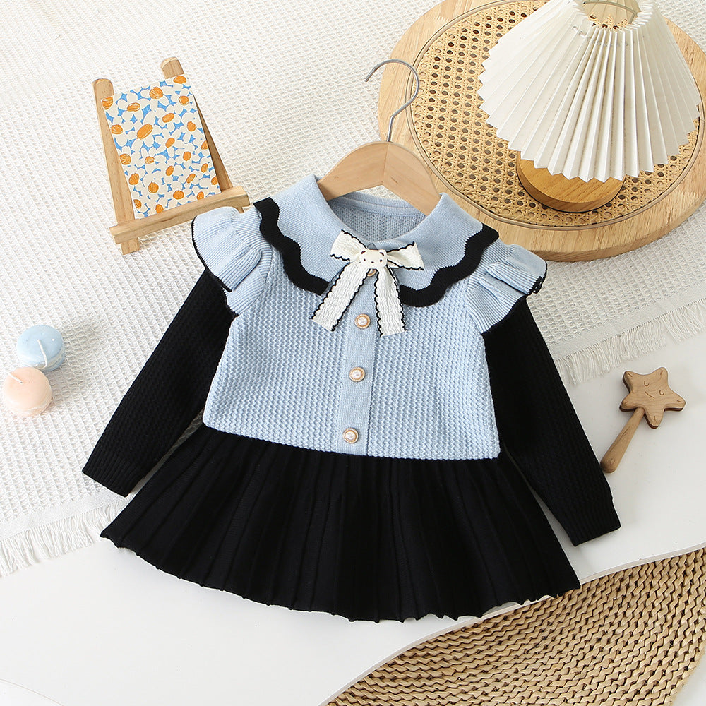 Conjunto de punto con lazo para niña