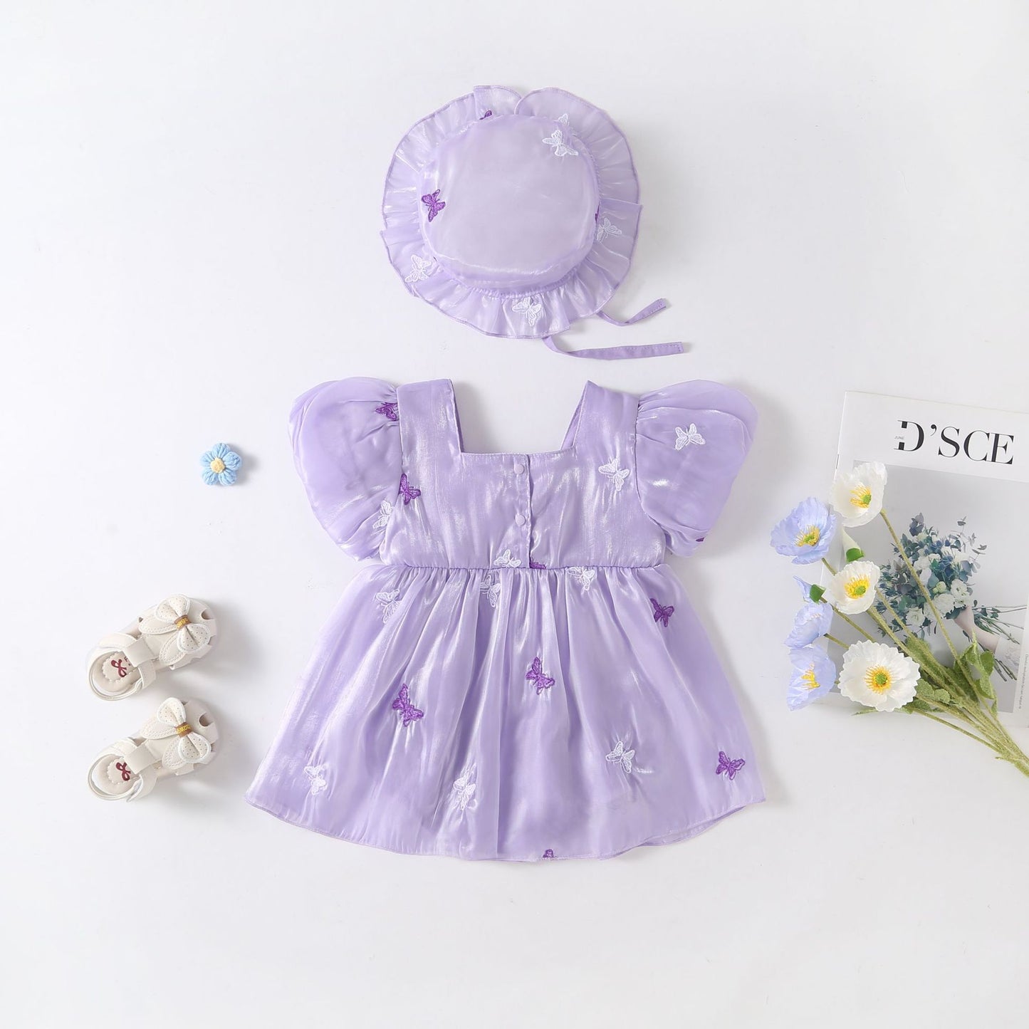 Vestido Infantil Mariposa + Gorro