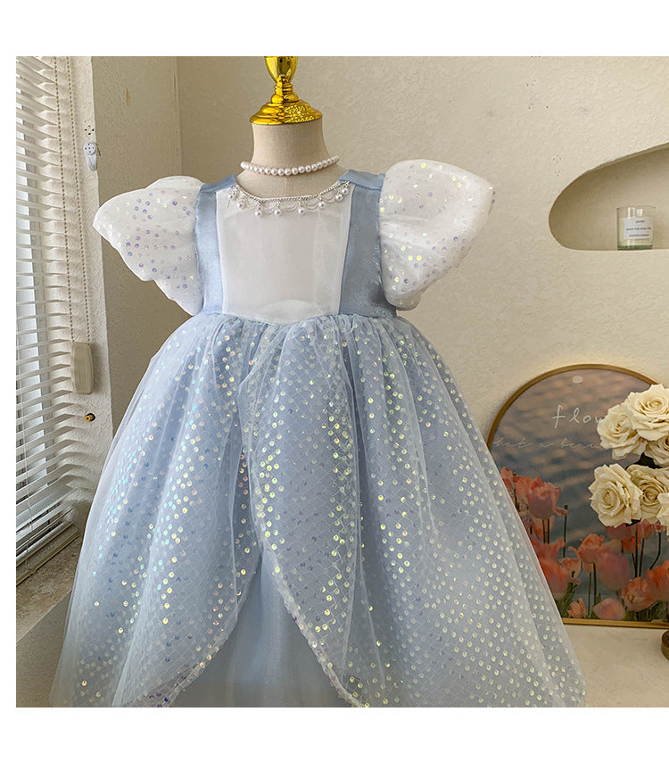 Vestido Infantil Azul Brillante