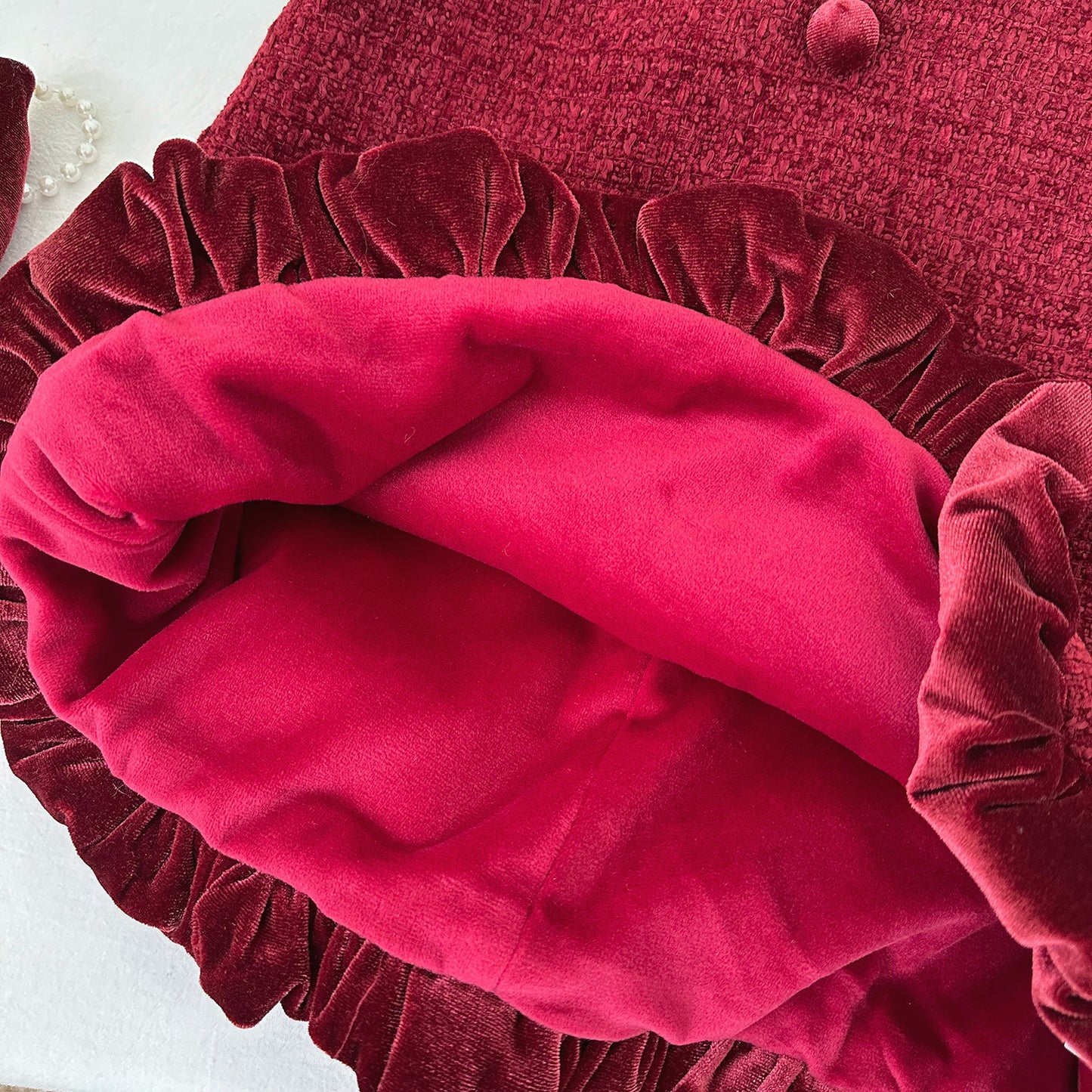 Vestido Infantil de Terciopelo Rojo