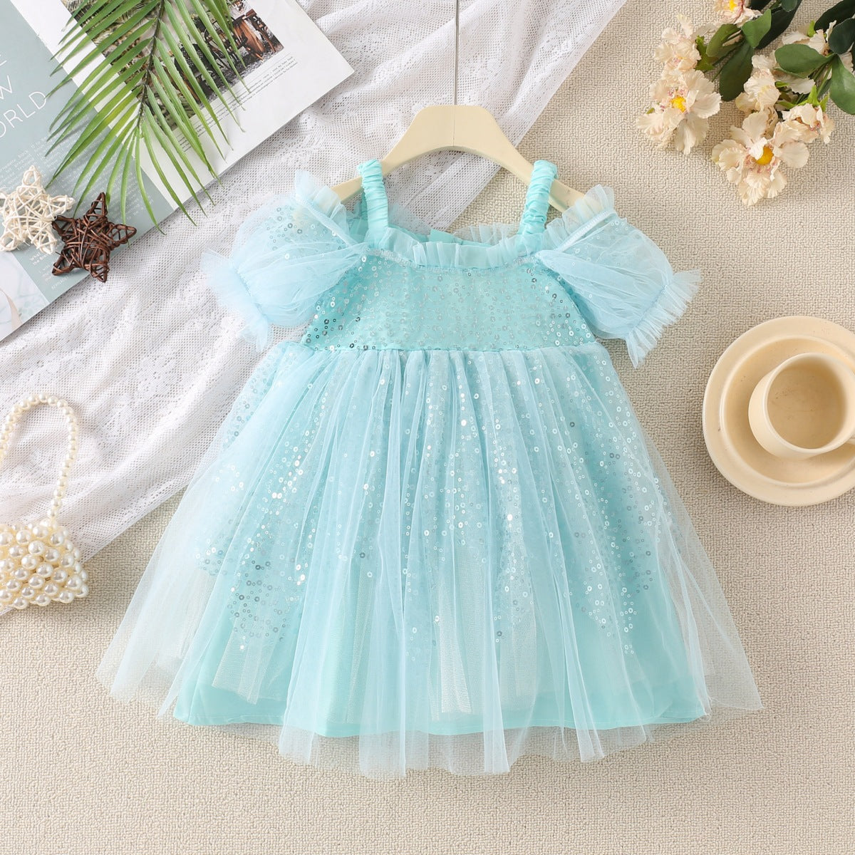 Vestido Infantil de Tul Brillante