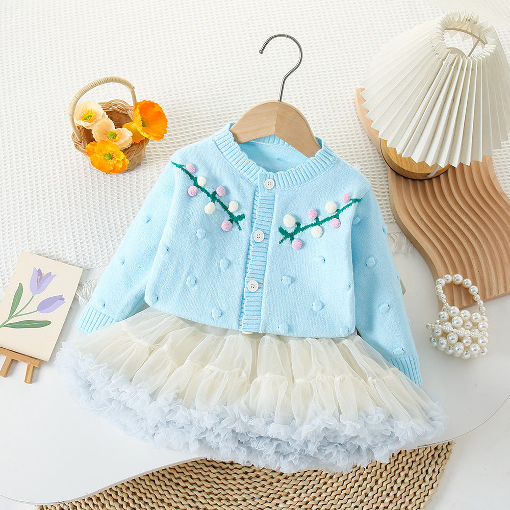 Conjunto de punto y tul para niña