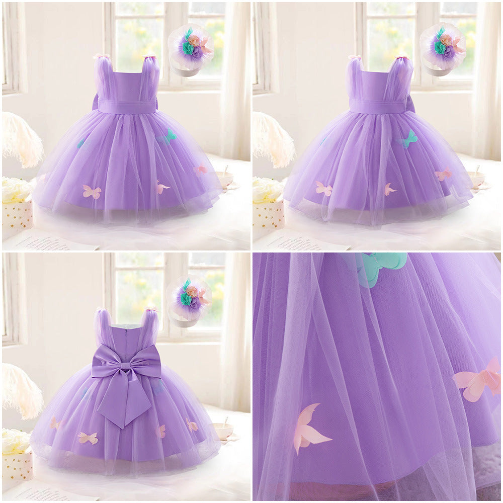 Vestido Infantil Mariposa Morada
