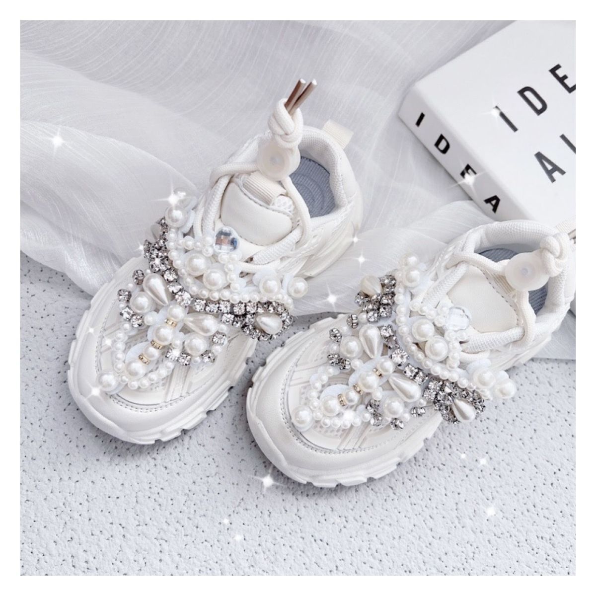 Zapatillas Infantiles Perlas Brillantes