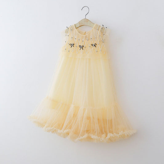 Vestido infantil de tul con lazos