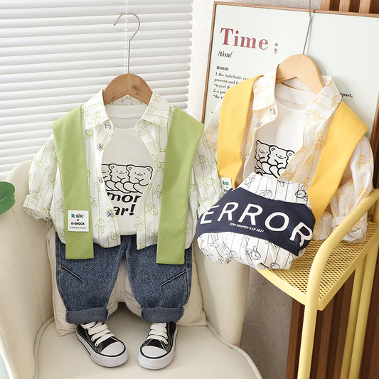 Conjunto Infantil 3 Piezas Camisa y Jeans