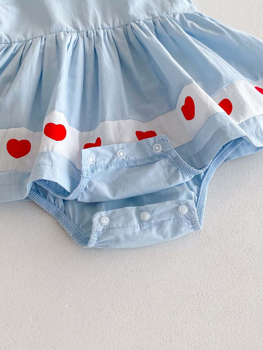 Vestido Infantil Corazones Azul