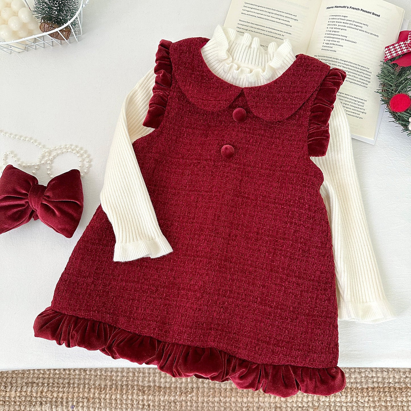 Vestido Infantil de Terciopelo Rojo