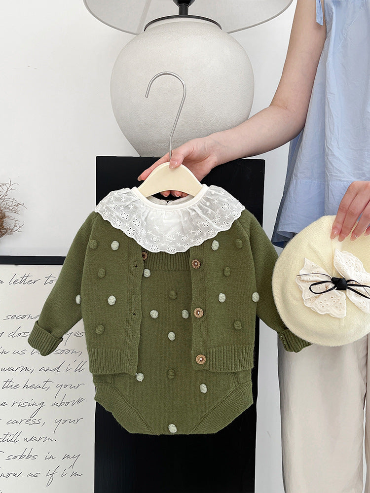 Conjunto infantil de Lunares Verdes