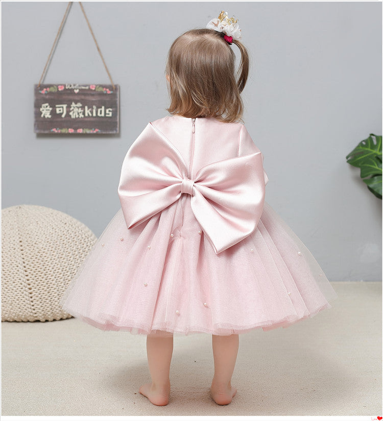 Vestido de Fiesta Infantil Perlas y Lazo