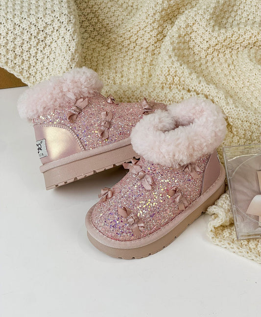 Botas de Niña Brillantes con Lazos