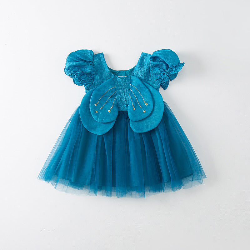 Vestido Infantil Tul Alas Estrellitas