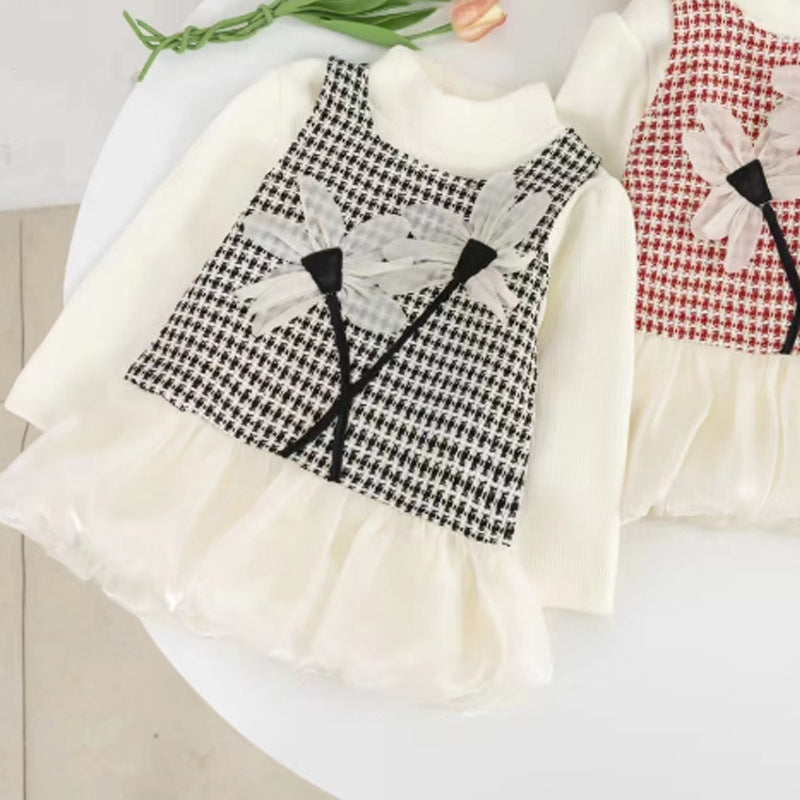 Vestido infantil de tweed con flores