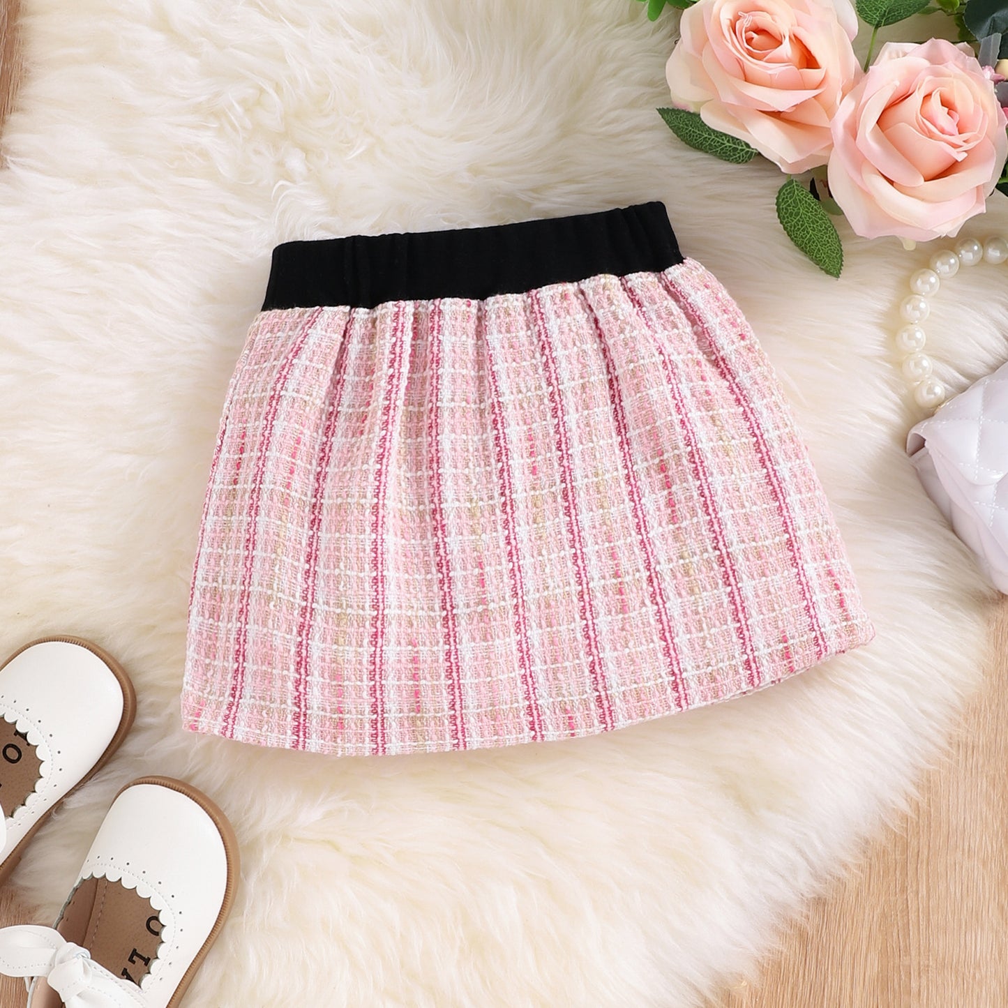Conjunto Infantil Tweed Rosa Botões