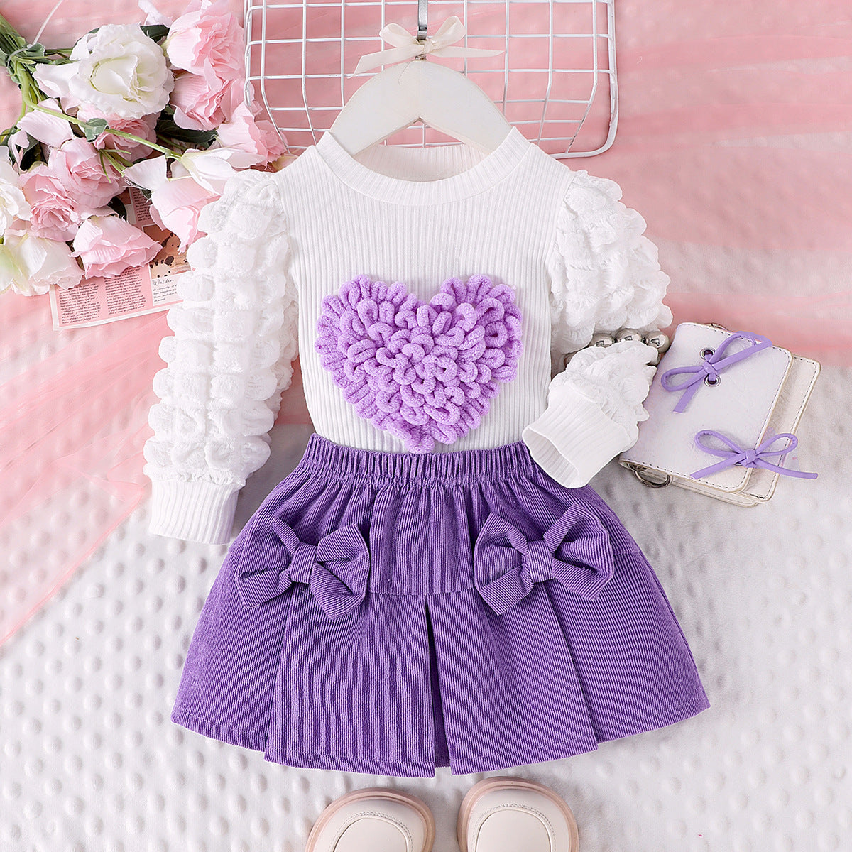 Conjunto de lazo de amor para niñas